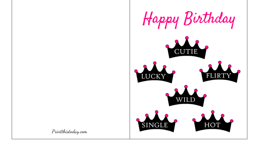"Hottie, Cutie", Free Printable Birthday Card for Her