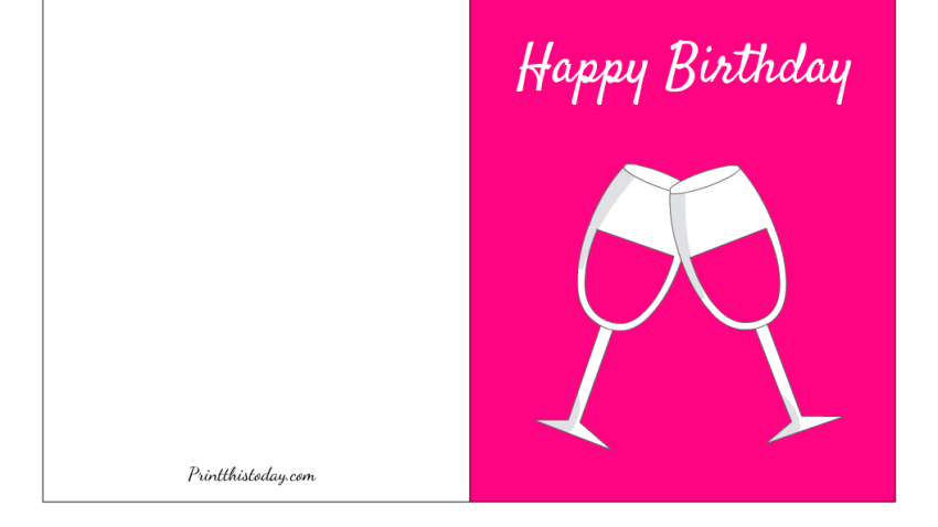 Dark Pink Free Printable Birthday Card for a Gal Pal