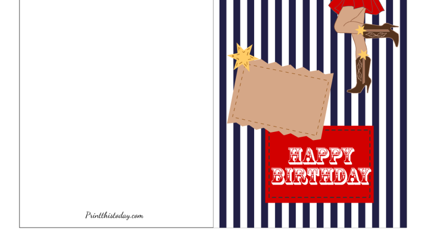 Free Printable Western Birthday Card for Her