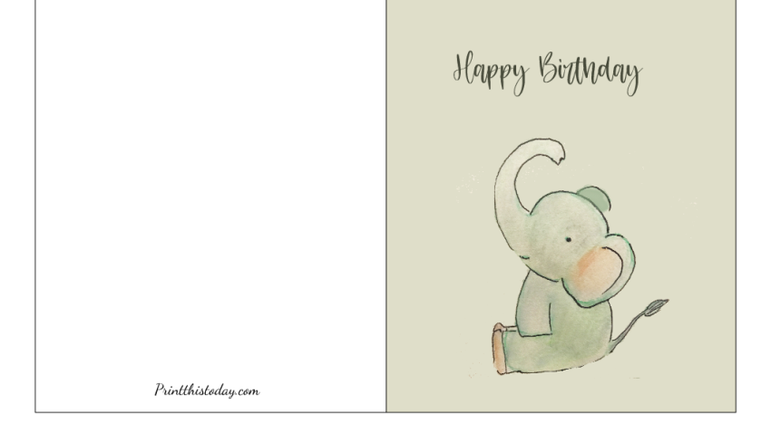 Cute Elephant Happy Birthday Card for Kids