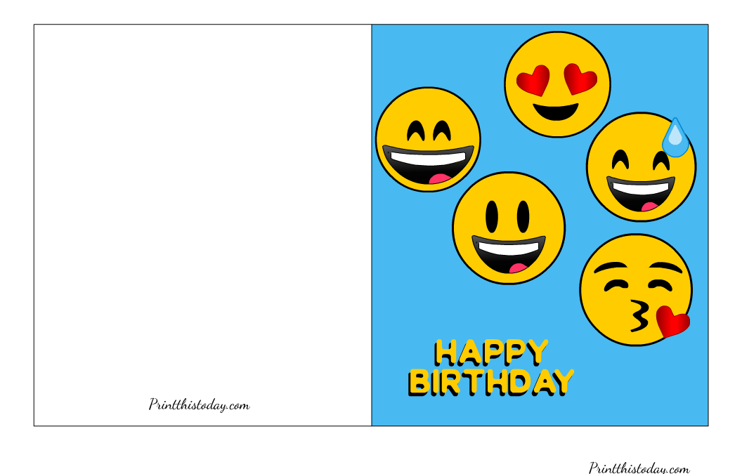 Happy Emojis, Free Printable Birthday Card
