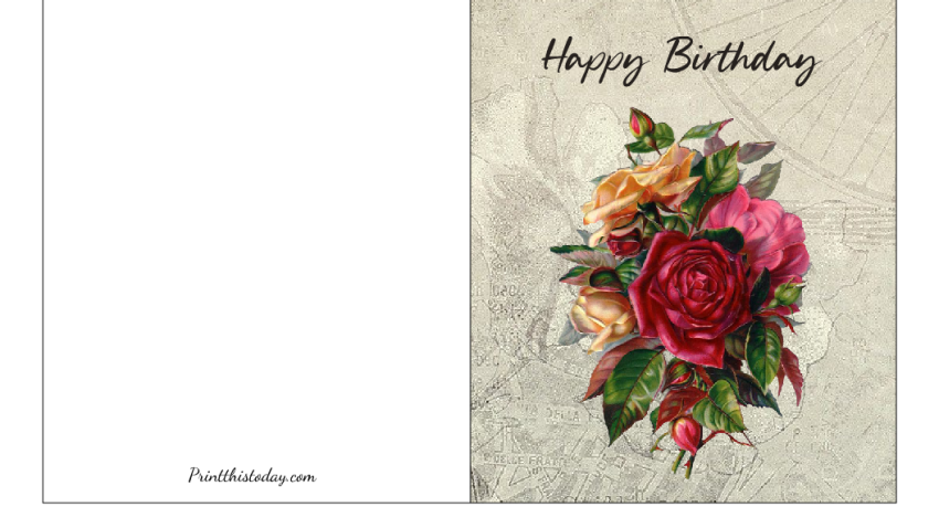 Free Printable Vintage Floral Birthday Card
