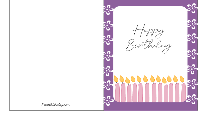 Pink Candles, Free Printable Card for Her