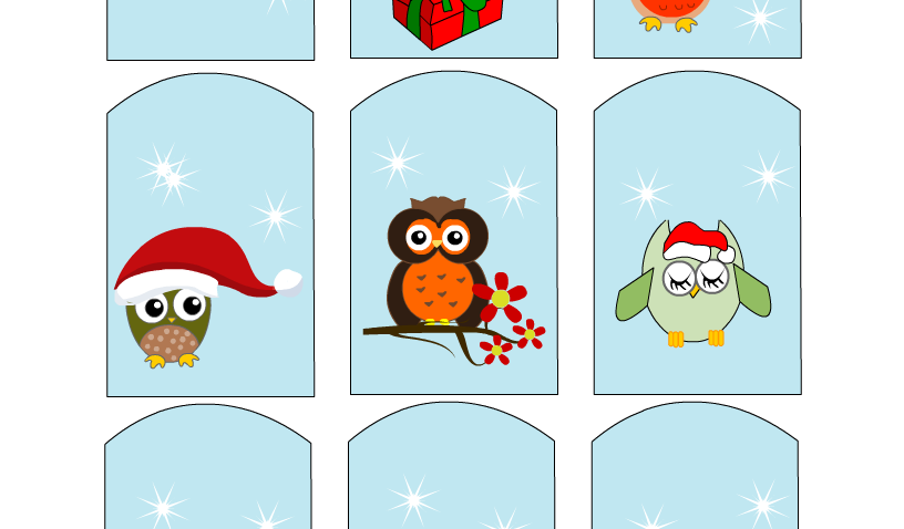 Free Printable Cute Christmas Owls Tags