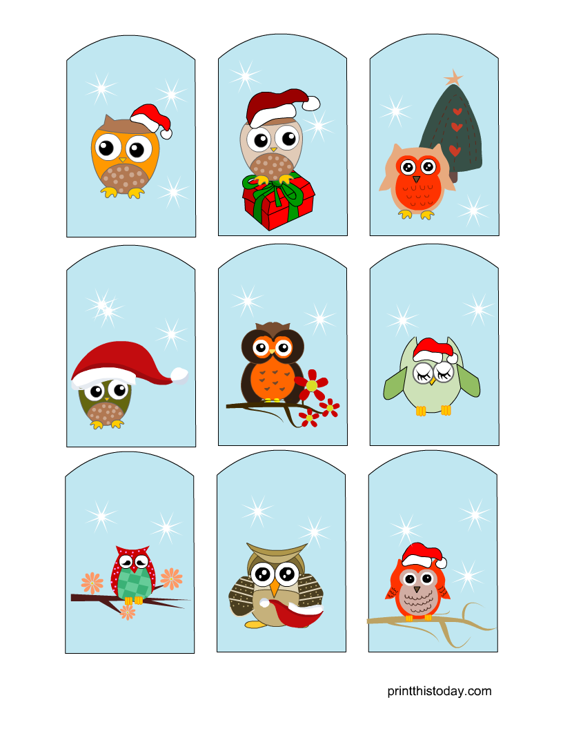 Free Printable Cute Christmas Owls Tags