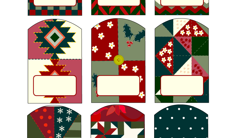 Quilt Style Christmas Tags Printable