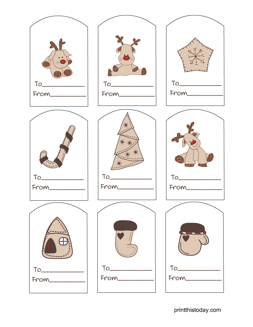 Cute gingerbread style Christmas Tags
