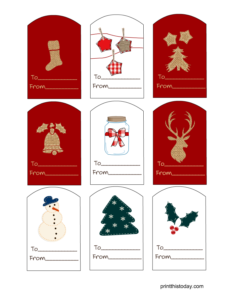 Free Printable Rustic Emrodered Christmas Tags