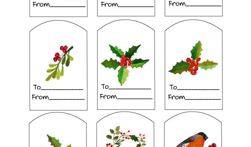 Free Printable Watercolor Christmas Tags