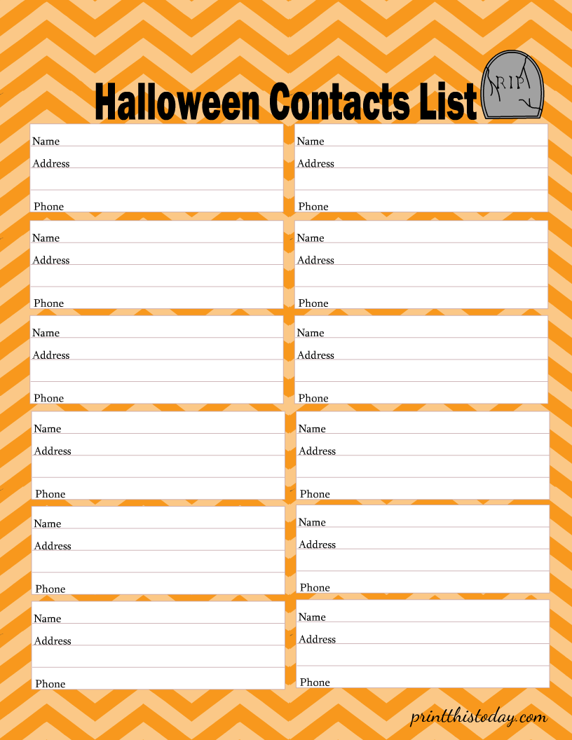 Halloween Contacts List