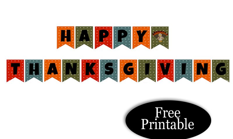 Free Printable Cute Happy Thanksgiving Banner