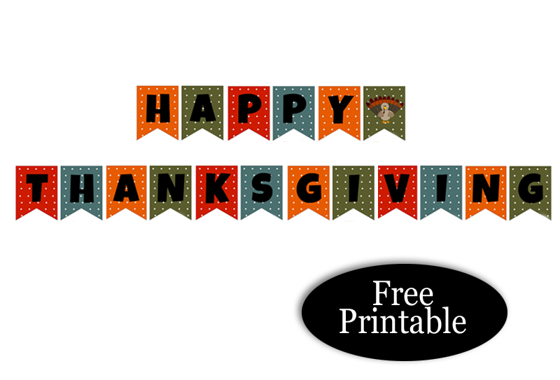 Free Printable Cute Happy Thanksgiving Banner