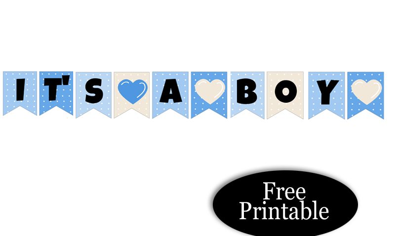 Free Printable It's a Boy, Cute Baby Announcement Banner