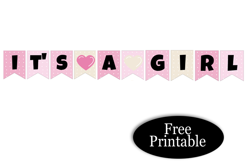 It's a Girl, Free Printable Cute Baby Announcement Banner