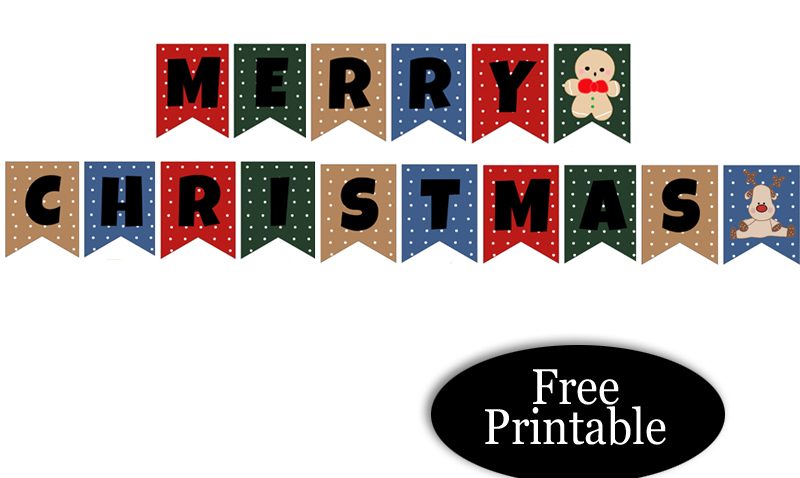 Free Printable Cute Merry Christmas Banner