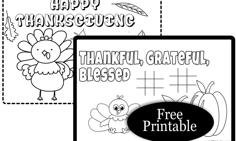 7 Free Printable Thanksgiving Placemats for Kids