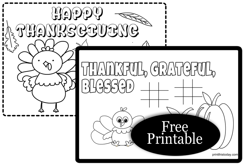 7 Free Printable Thanksgiving Placemats for Kids