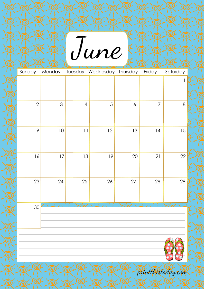 June 2024 Cute Free Printable Calendar