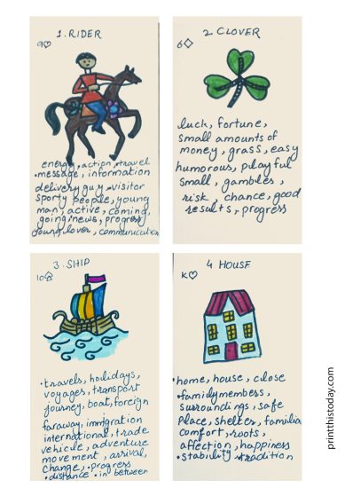 Free Printable Handmade Lenormand Cards with Keywords