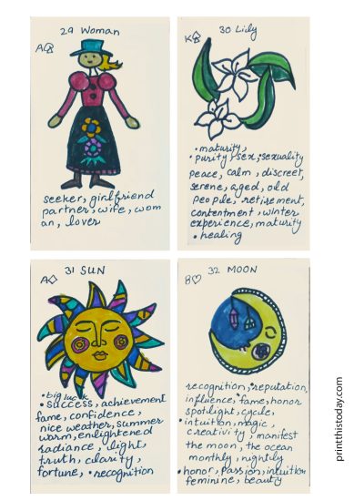 Free Printable Handmade Lenormand Cards with Keywords
