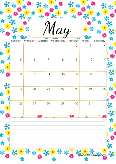 Free Printable Cute 2024 Monthly Calendar