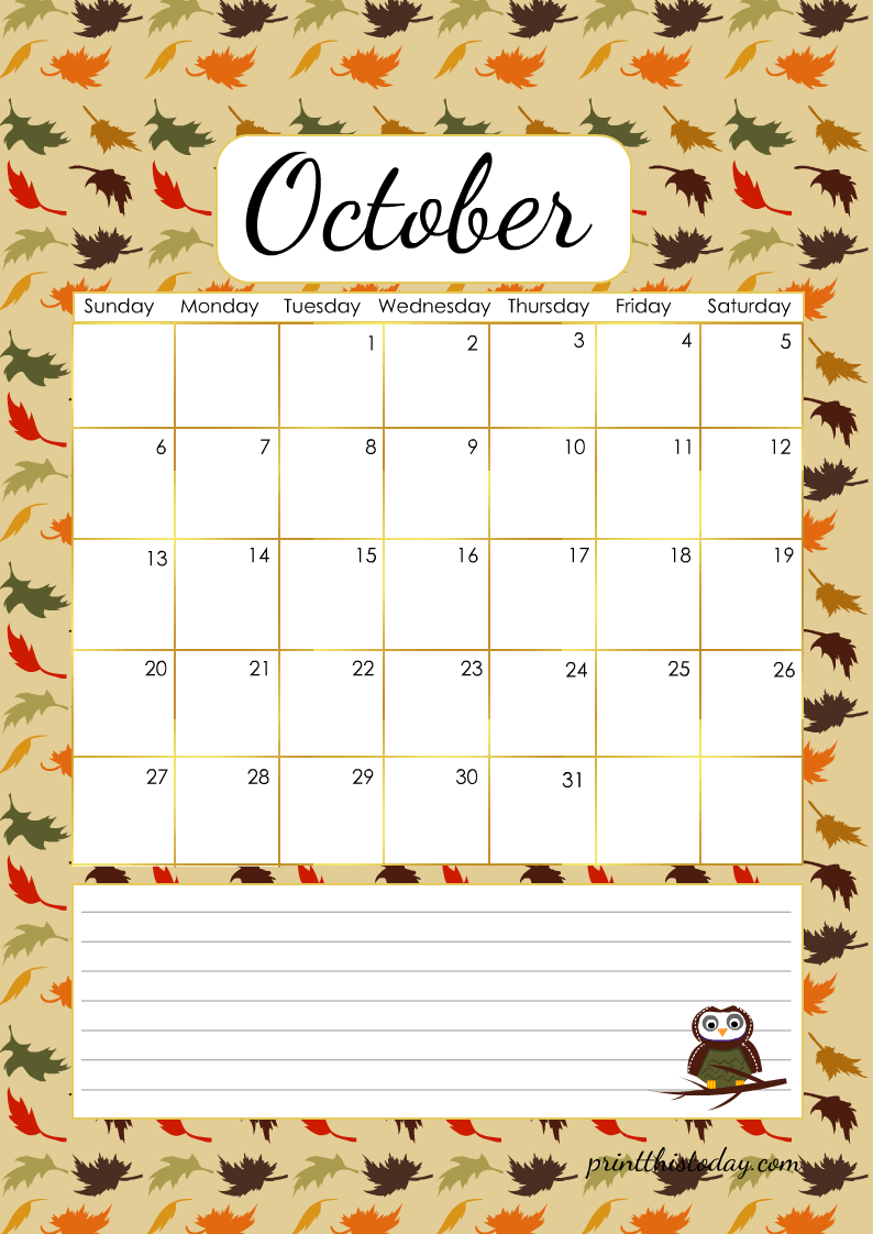 October 2024 Calendar Printable