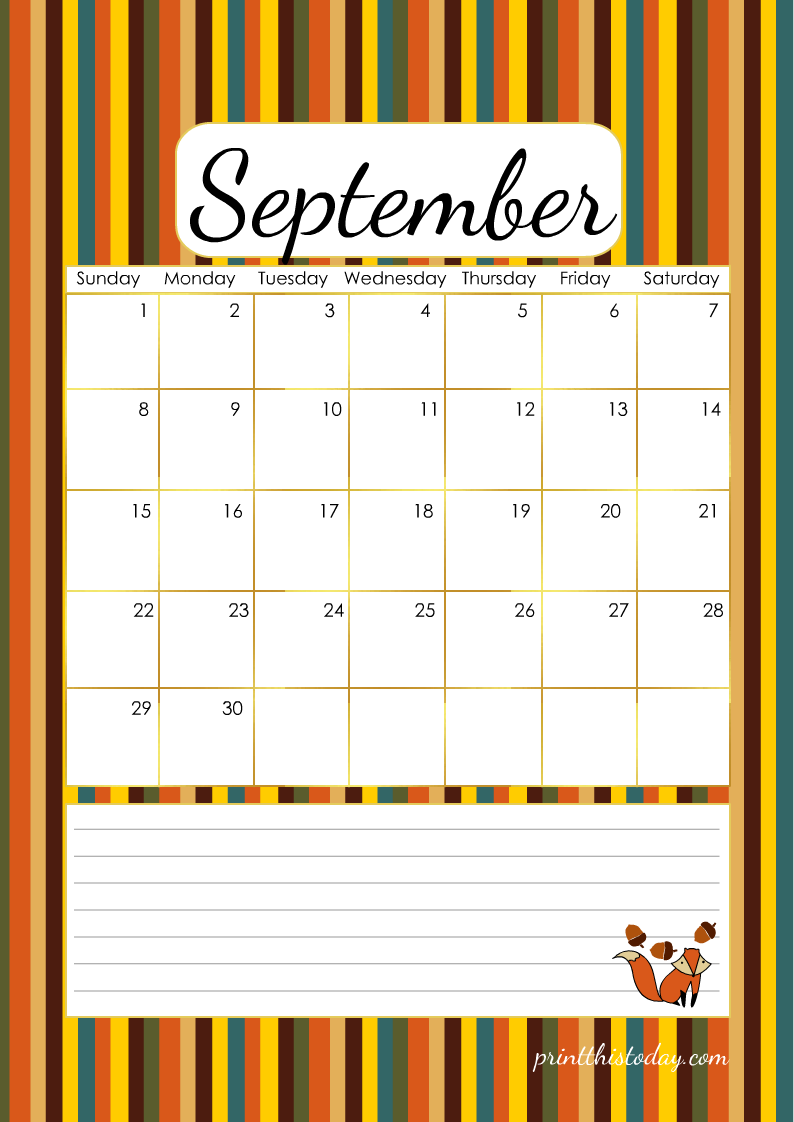 Free Printable Cute September 2024 Calendar