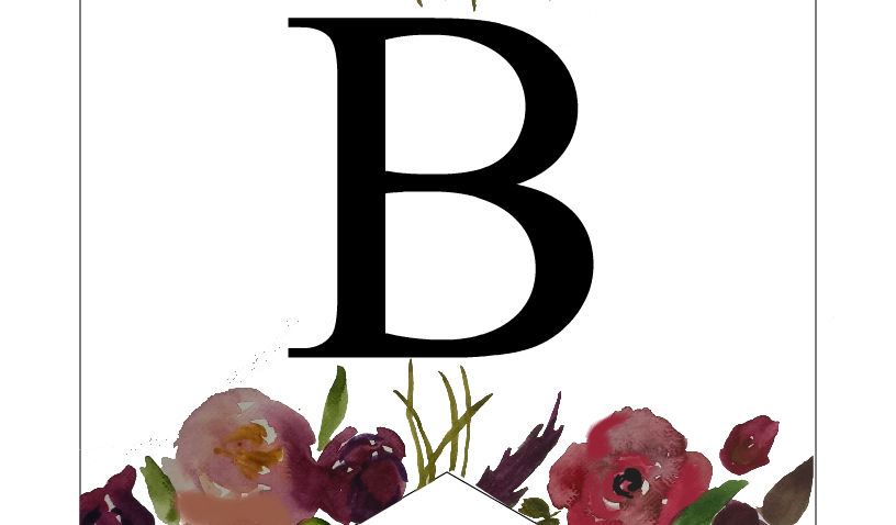 Free printable Alphabet B floral banner