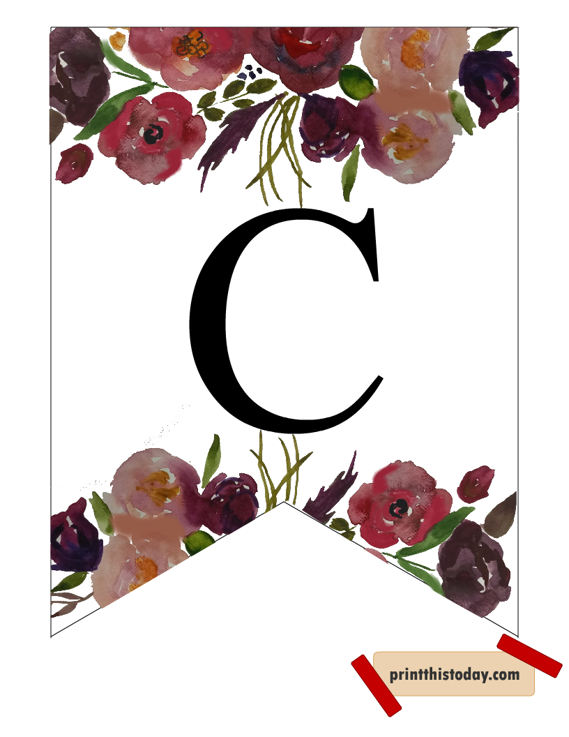 Alphabet C free printable banner