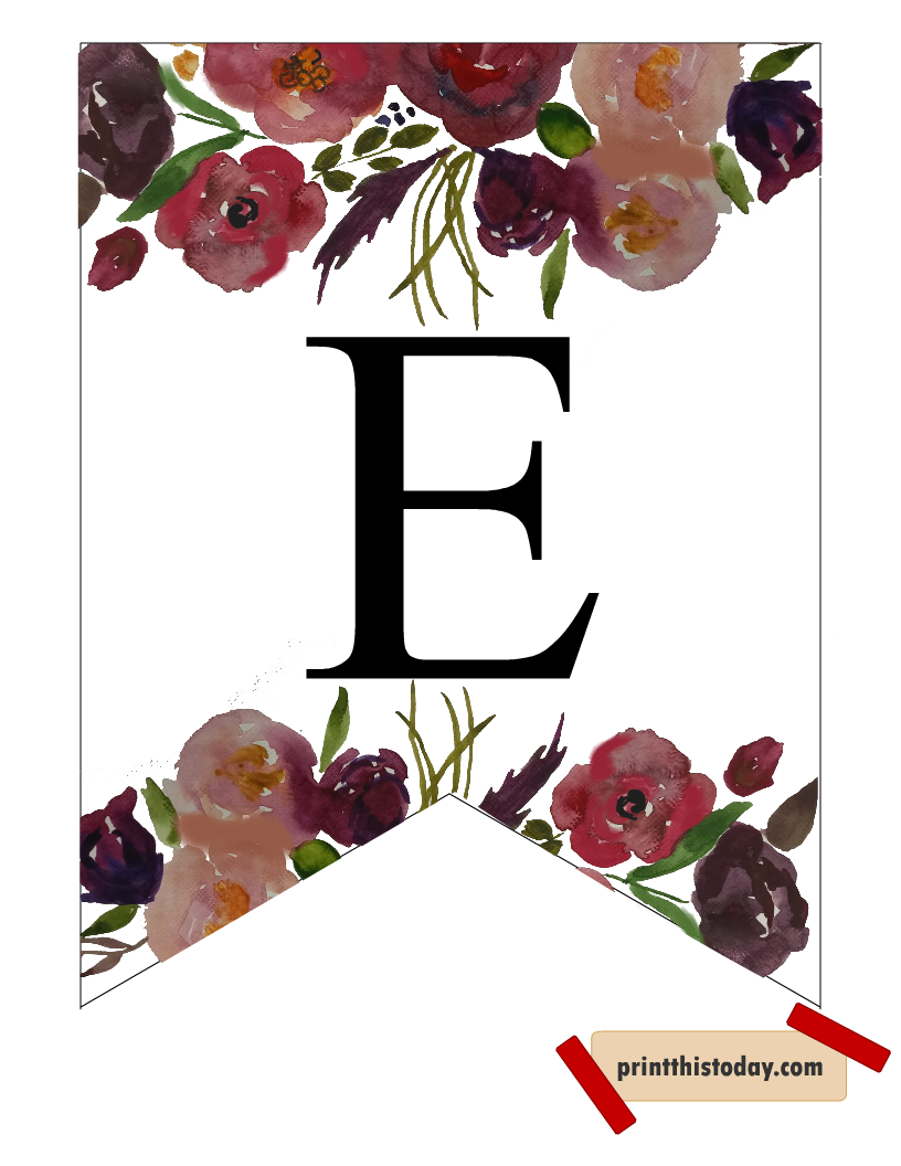 Alphabet E banner Free printable