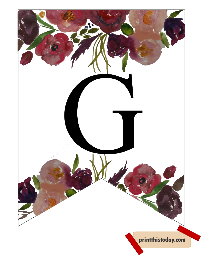 Alphabet G free printable banner