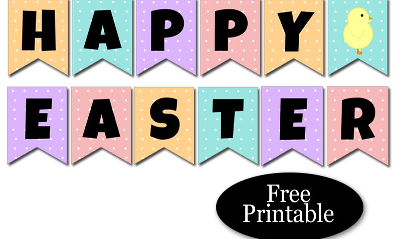 Cute Free Printable Happy Easter Banner