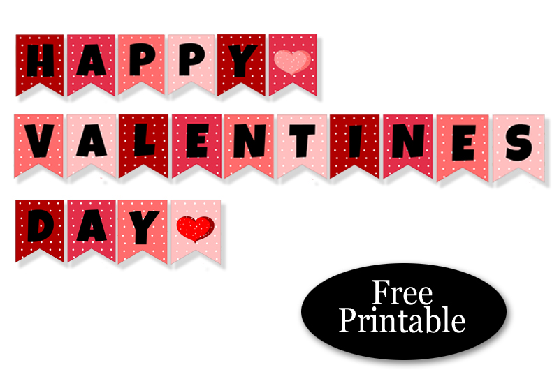 Free Printable Cute Happy Valentines Day Banner
