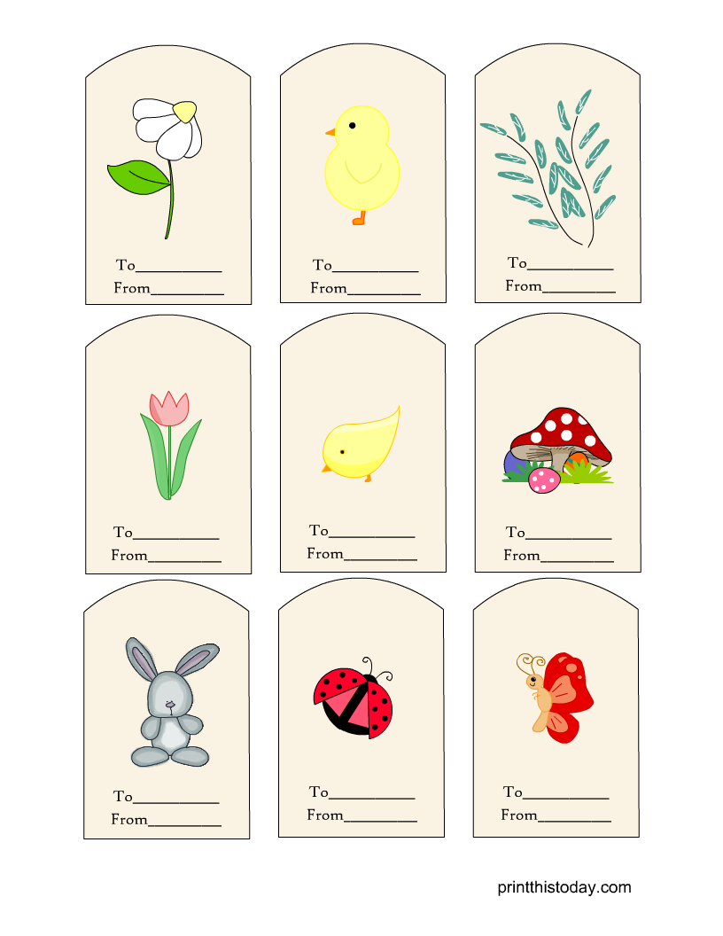 Cute Free Printable Easter Gift Tags, Favor Tags