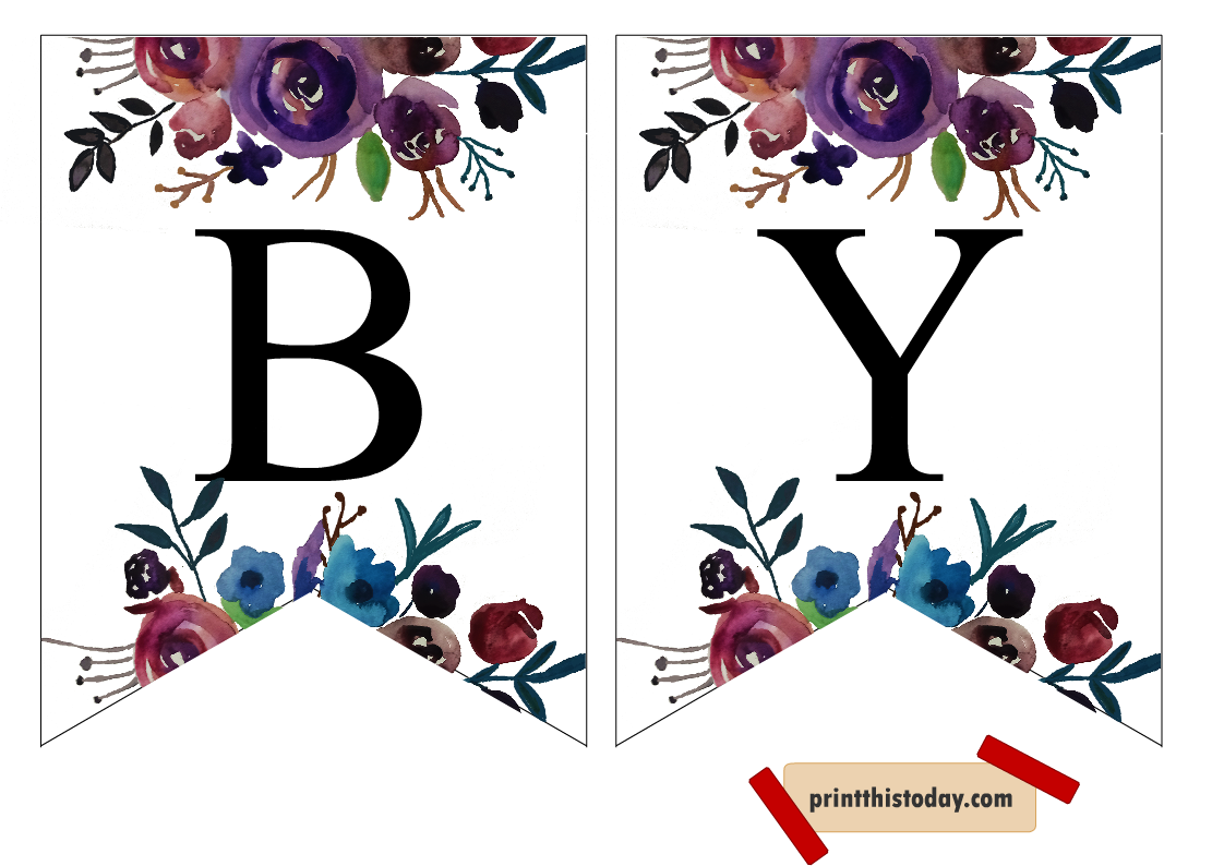 Baby Shower Banner with watercolor flowers