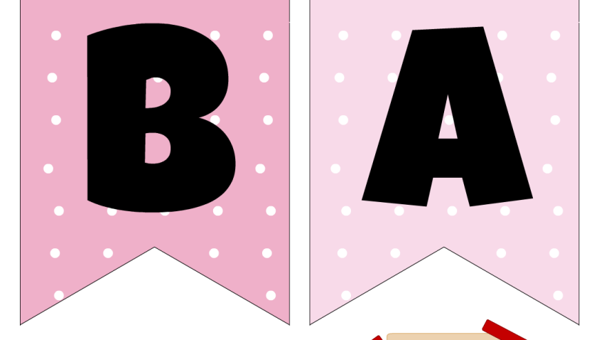 Free Printable Cute Baby Shower Banner in Pink Color