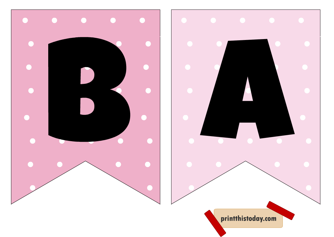 Free Printable Cute Baby Shower Banner in Pink Color