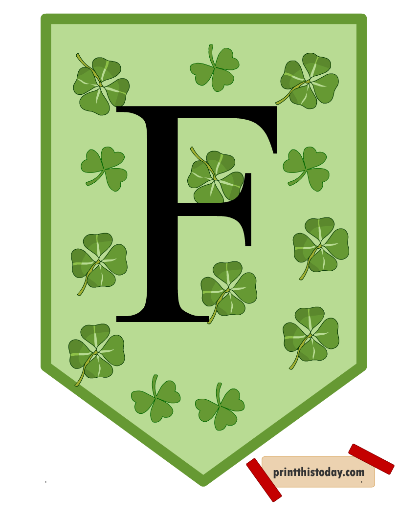 Alphabet F Banner Flag for Saint Patrick's Day