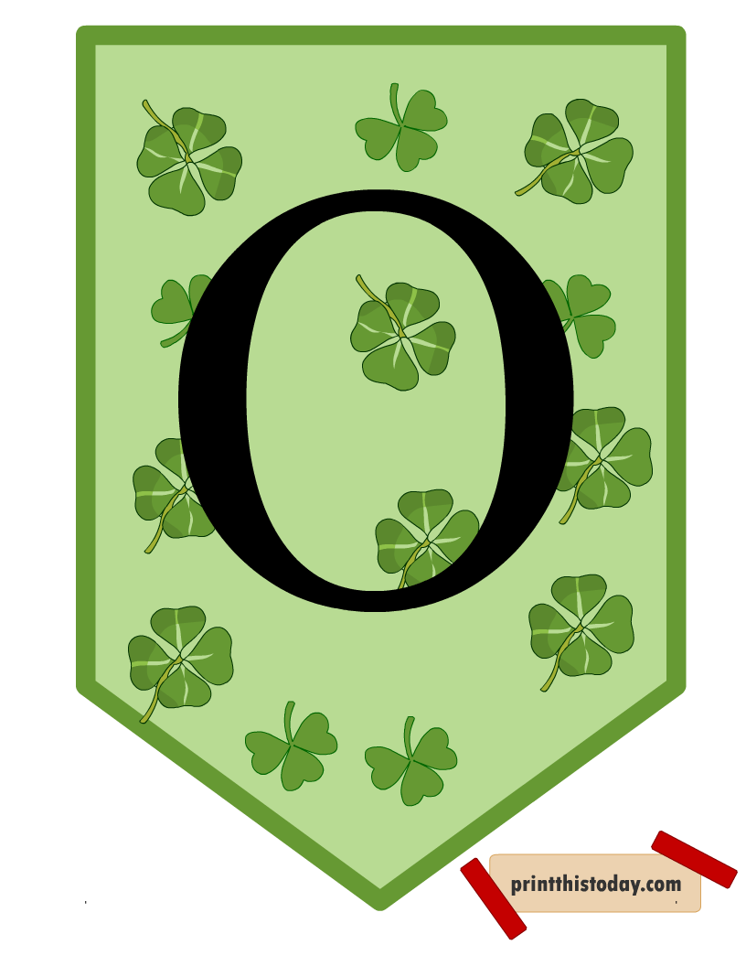 Letter O Banner Flag in Green Color