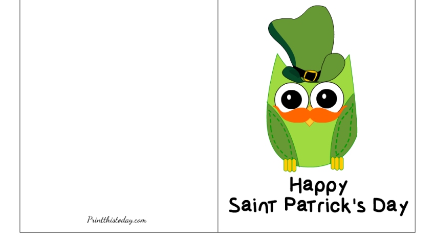 Owly Saint Patrick's Day, Funny Free Printable Card