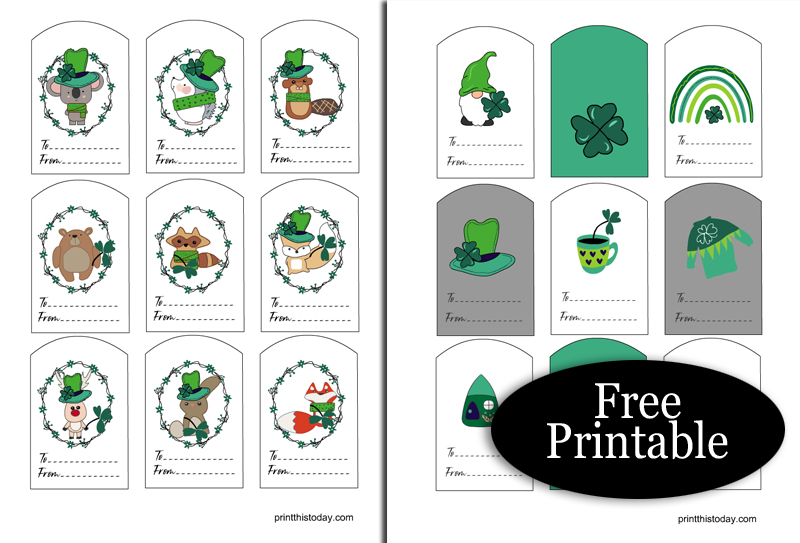 Cute Free Printable Saint Patrick's Day Tags