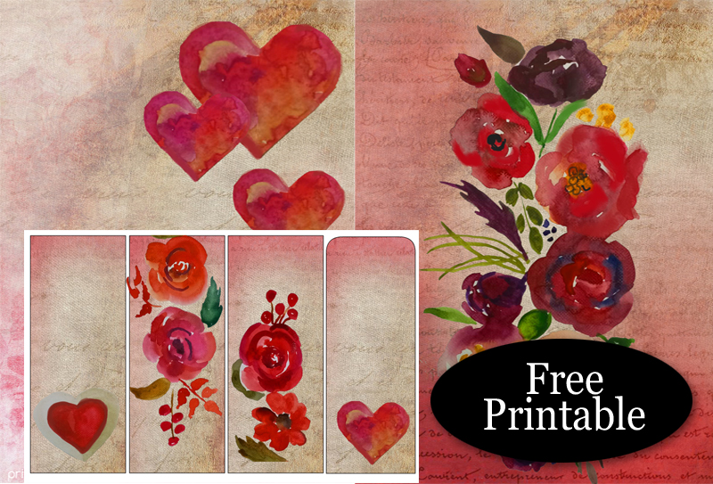Free Printable Valentine's Junk Journal Pages and Ephemera