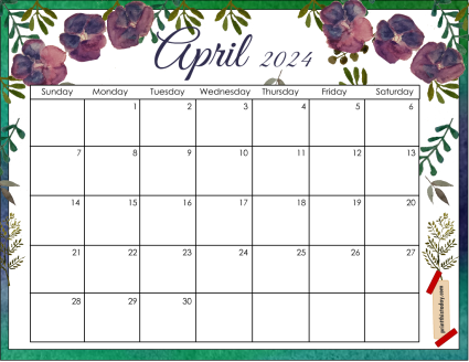 Free Printable April 2024 Monthly Calendar Pages