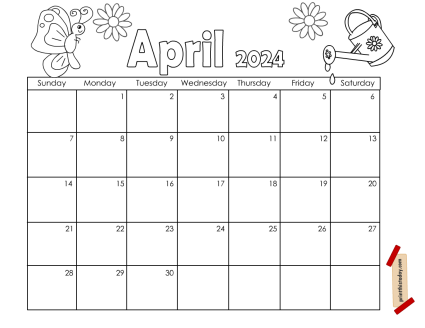 Free Printable April 2024 Monthly Calendar Pages