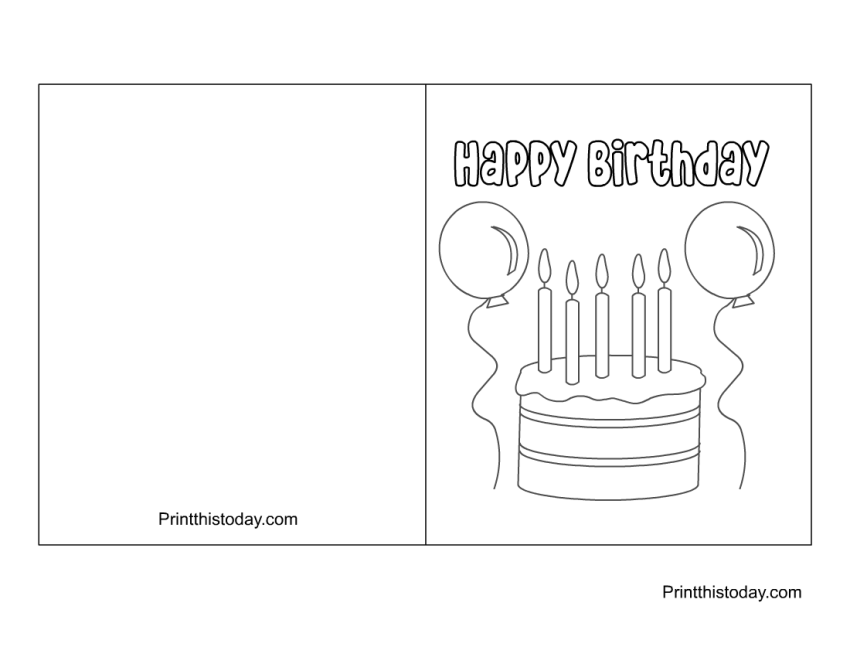 15 Cute Free Printable Happy Birthday Coloring Cards