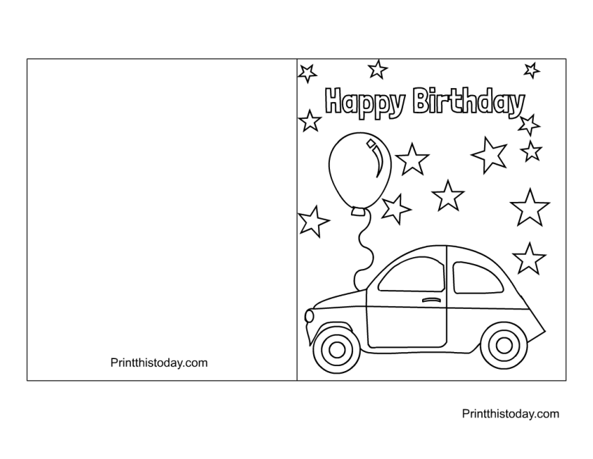 15 Cute Free Printable Happy Birthday Coloring Cards