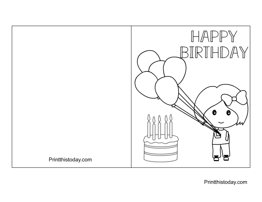 15 Cute Free Printable Happy Birthday Coloring Cards