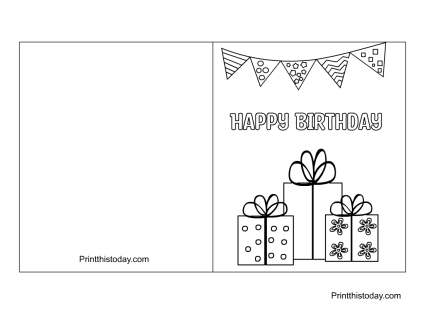 15 Cute Free Printable Happy Birthday Coloring Cards