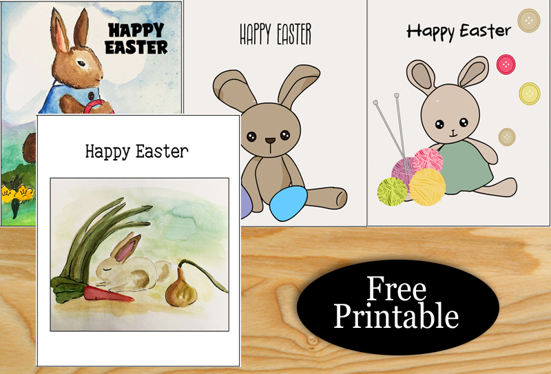 Free Printable Cute Bunny Happy Easter Cards