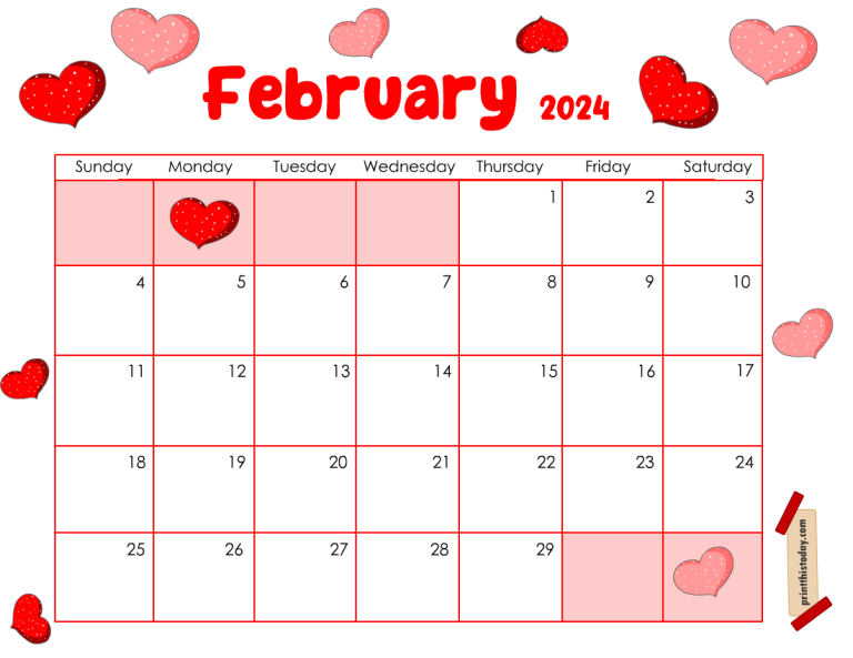 Free Printable February 2024 Calendar Pages